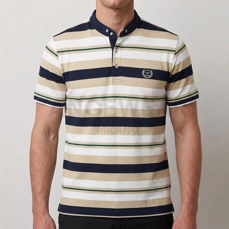 Polo Uomo Estiva a Righe, Traspirante e Alla Moda